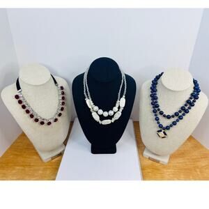 Set of 3 Necklaces - Beads, Crystals, Stone